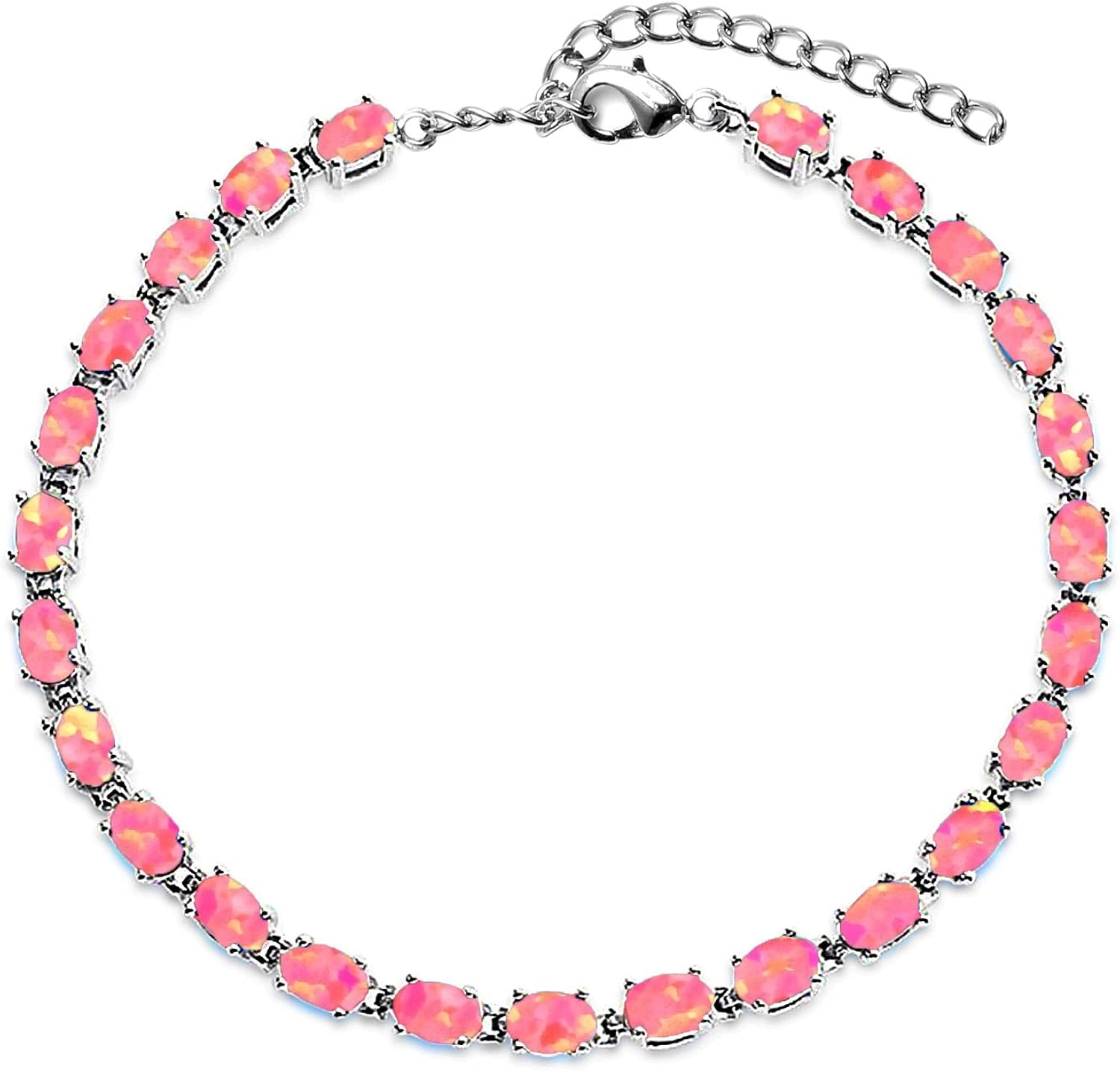 Bling Jewelry Solitaire Round Multi Color Gemstone Rainbow Tennis Bracelet for Women Teens .925 Sterling Silver in Jewel Colors Birthstones - Image 5