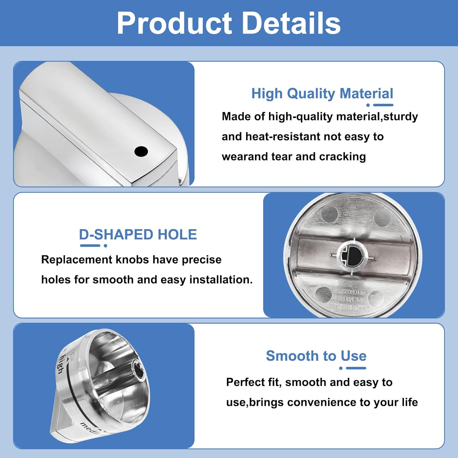 W11101439 Stove Knobs Compatible with Whirlpool Maytag Range Surface Burner Knobs Replacements for 4534467 AP6238046 PS12074638 MGR6600FW0 MGR6600FZ0 MGR7700LZ0 5PCS