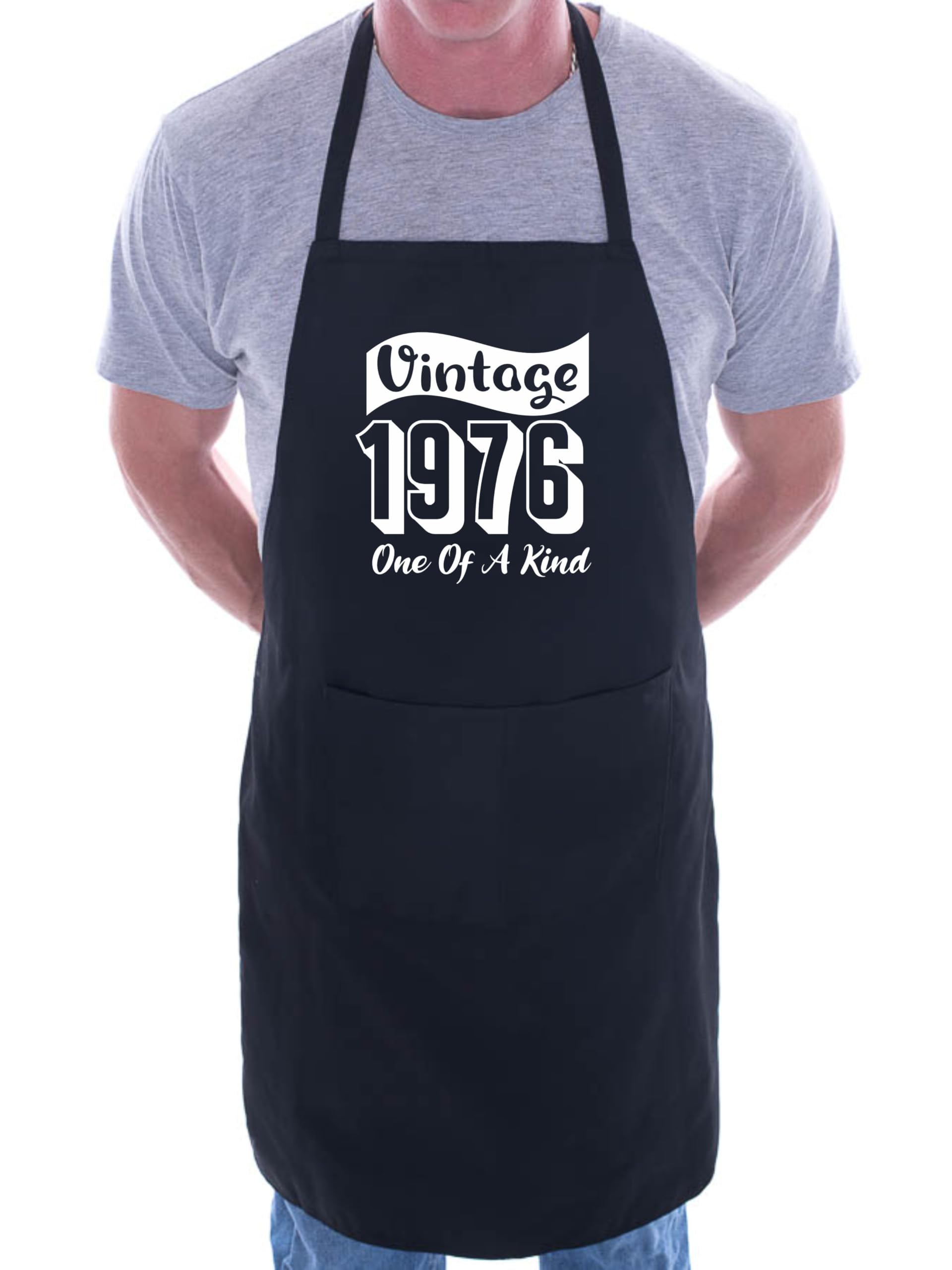 Print4U Vintage Birthday 1976 50th Birthday Funny Apron Novelty Baking BBQ Black