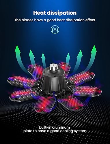 Miniatura 7 de luces LED de garaje - 250W techo LED con 8 paneles ajustables, 25000LM luz de tienda deformable para garaje, sótano, granero, luz de techo alto,