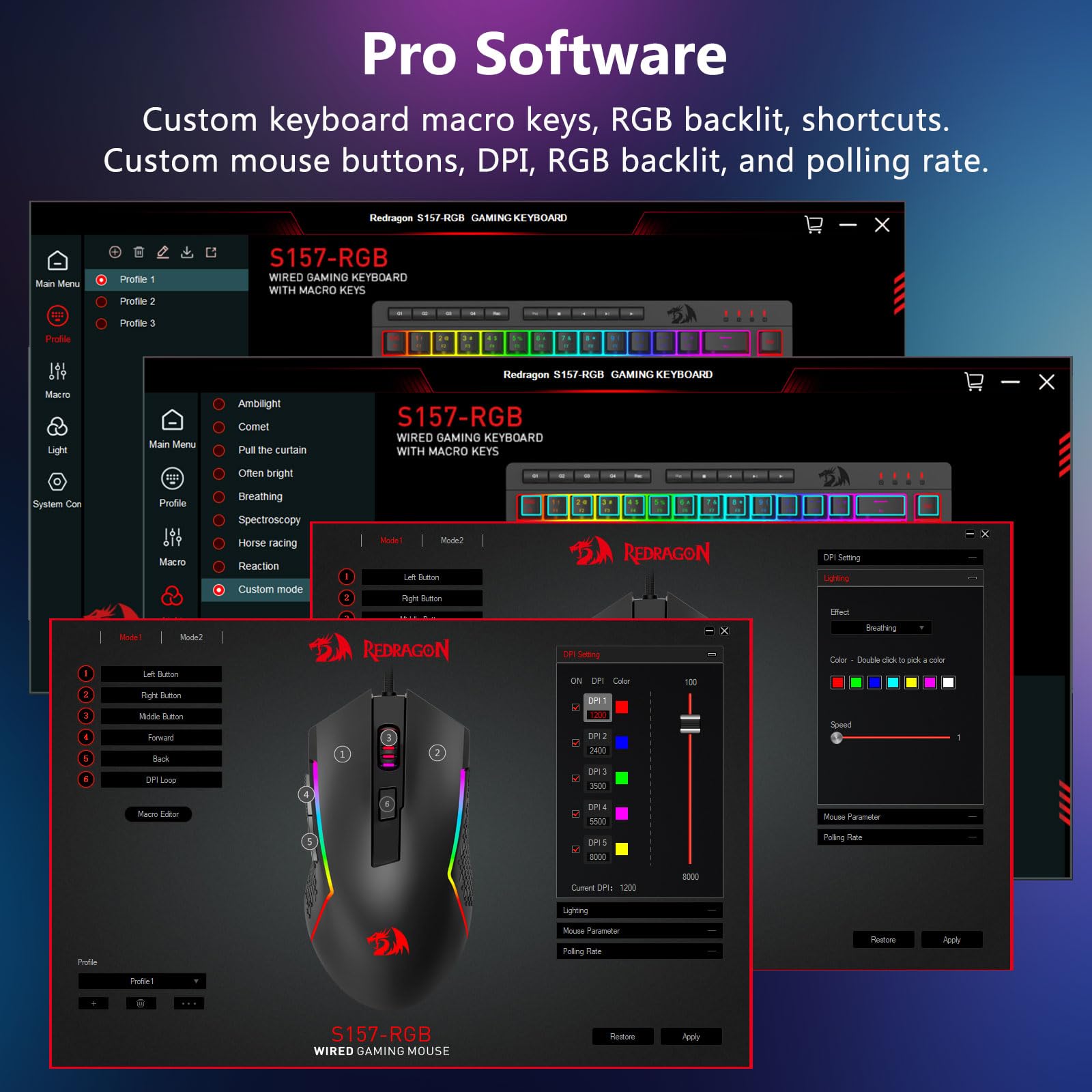 Redragon Combo tastiera e mouse da gioco cablati S157