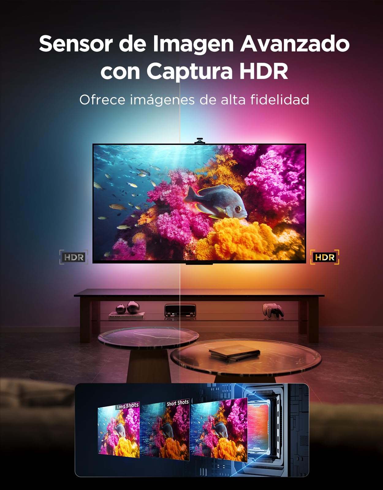 Govee TV Backlight 3 Pro Triple Cámara HDR, RGBWWIC Tira de Luces LED TV | 5 en 1 LED, 3,6M de 55-65 pulgadas, 75 LED/m, Compatible con filtro IA, APP Inteligente y Control por Voz, DreamView Sync