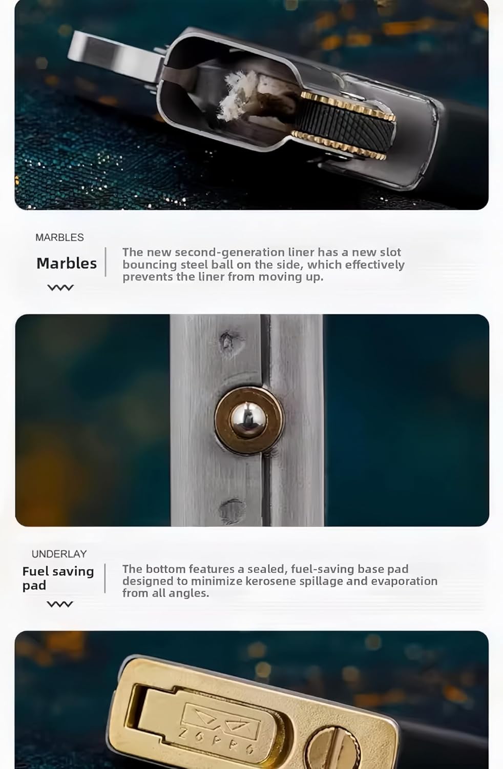 ZORRO Titanium Alloy Refillable Kerosene Oil Inner Insert Lighter Windproof 20-Hole Compatible with 902 / 902S / 912 / 912S / 915 Lighters with Gift Box Collectible for Men & Husband