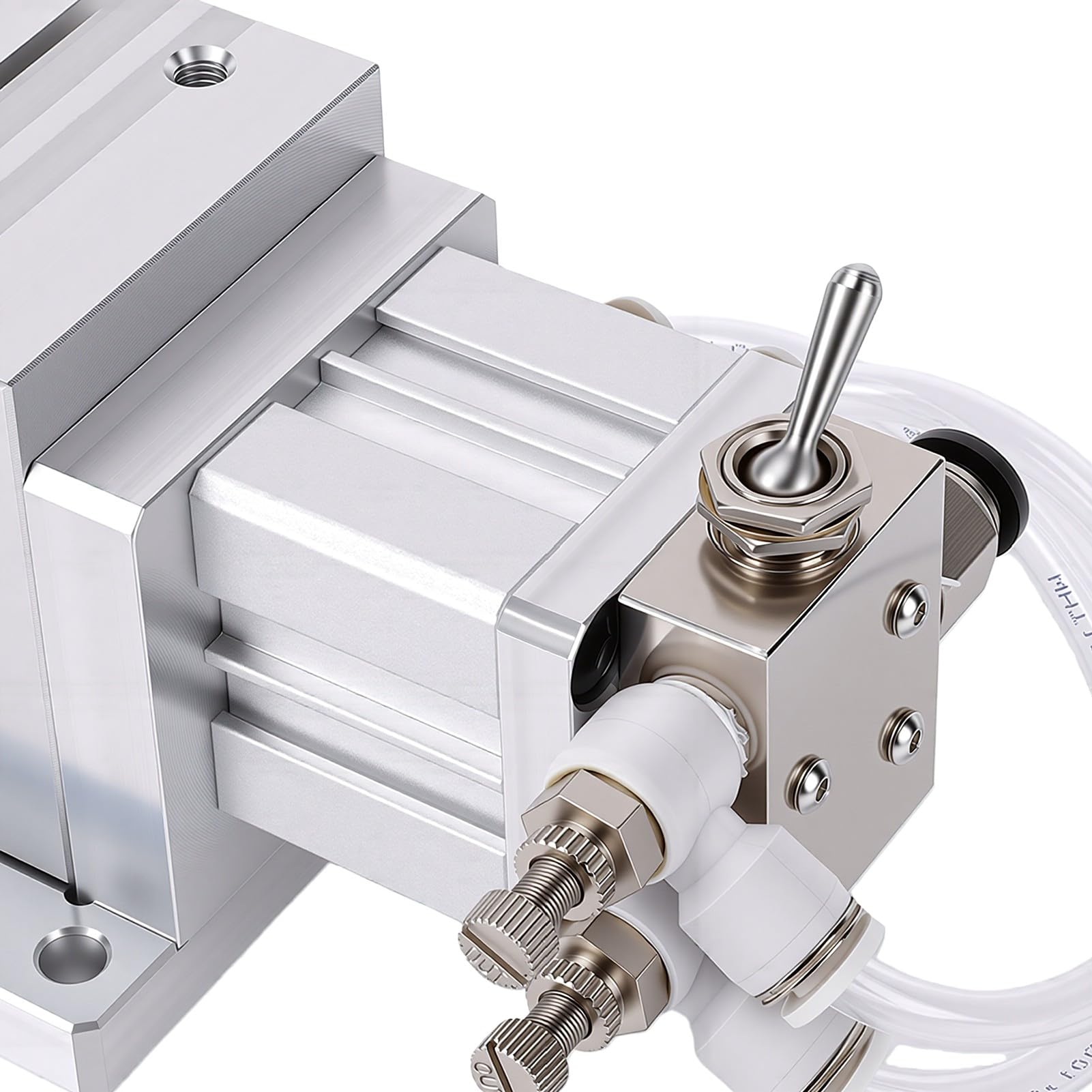 Fafeicy Imadło Pneumatyczne Aluminiowy Uchwyt Zaciskowy o Skoku 3 Mm, 88,18 Funta (poniżej Ciśnienia 0,5 MPA) Imadło Pneumatyczne z Szybkozłączem do Wiercenia CNC Szlifowanie Grawerowanie