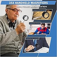 Vista 4 de Rongon Lupa de mano para trabajo cercano, lupas de lectura de alta claridad 35X, lupa portátil para degeneración macular, lectura de personas