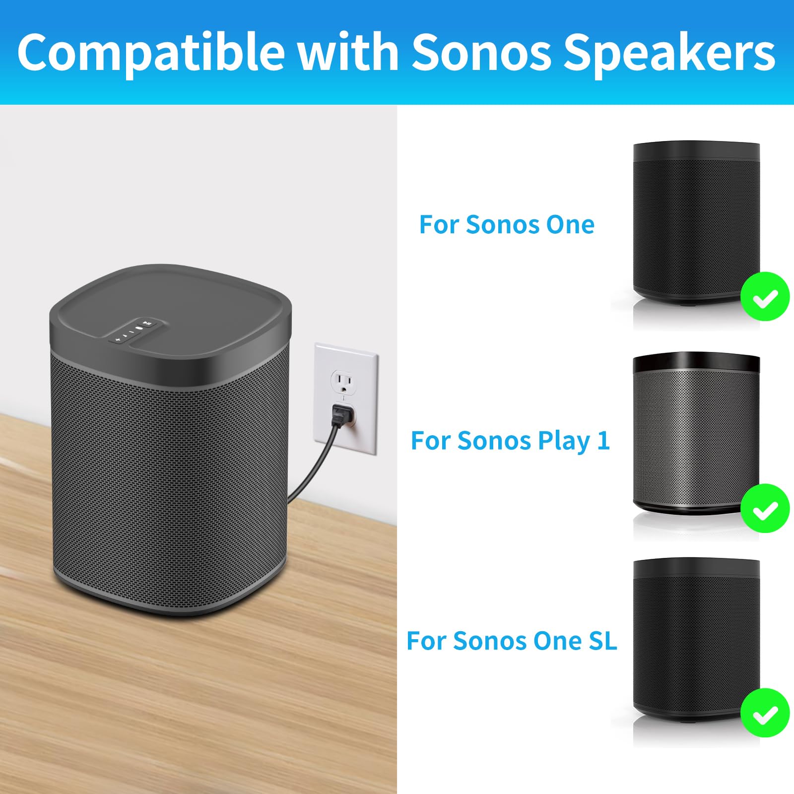 Amazon | Sonos One、SL1、Play 1スピーカー、L-Sharpedショート電源