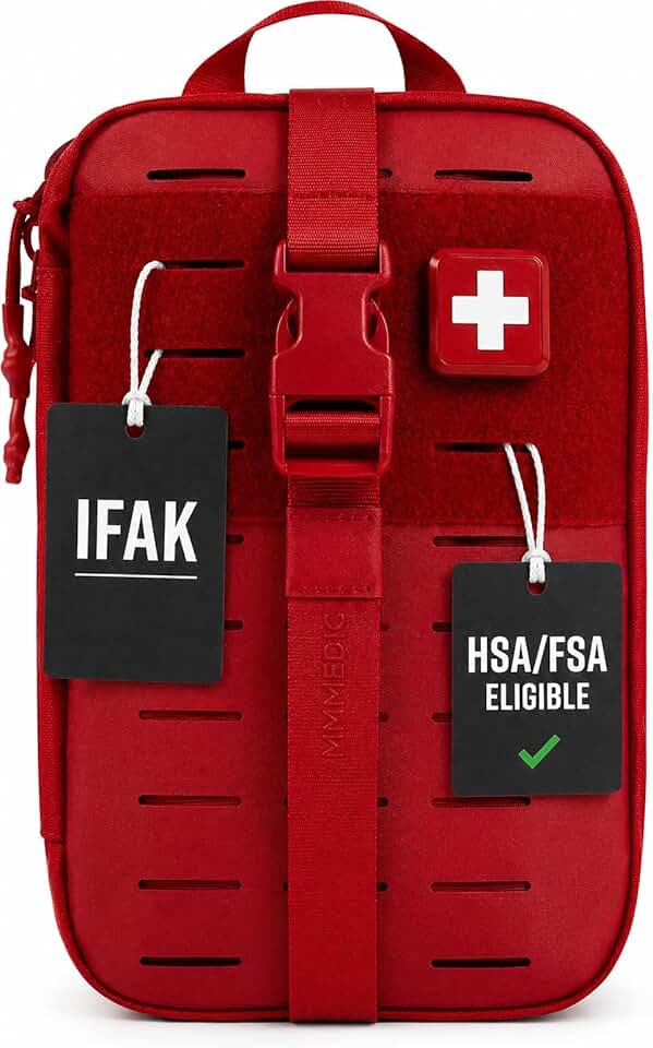 MY MEDIC MyFAK Standard IFAK First Aid Kit &amp; Medic Kit - HSA FSA Items - Built in USA - Medical Supplies &amp; First Aid Essentials for Home, Auto &amp; Family Emergency Preparedness - Family Medical Bag, Red