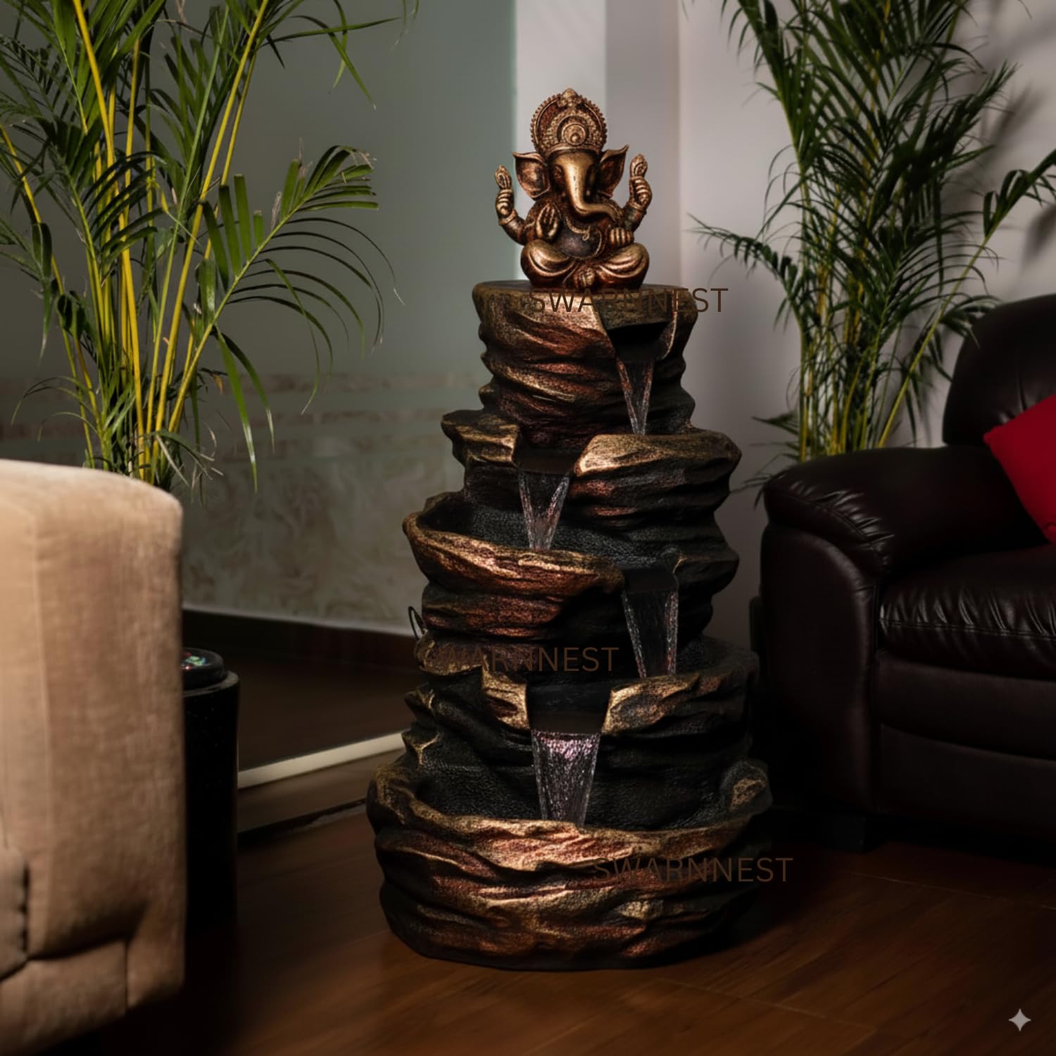 SwarnHouse Decors® Tiered Buddha Water Fountain for Home, Office, Living Room, Garden Large Size - 4 FT (Antiquee)-image-36
