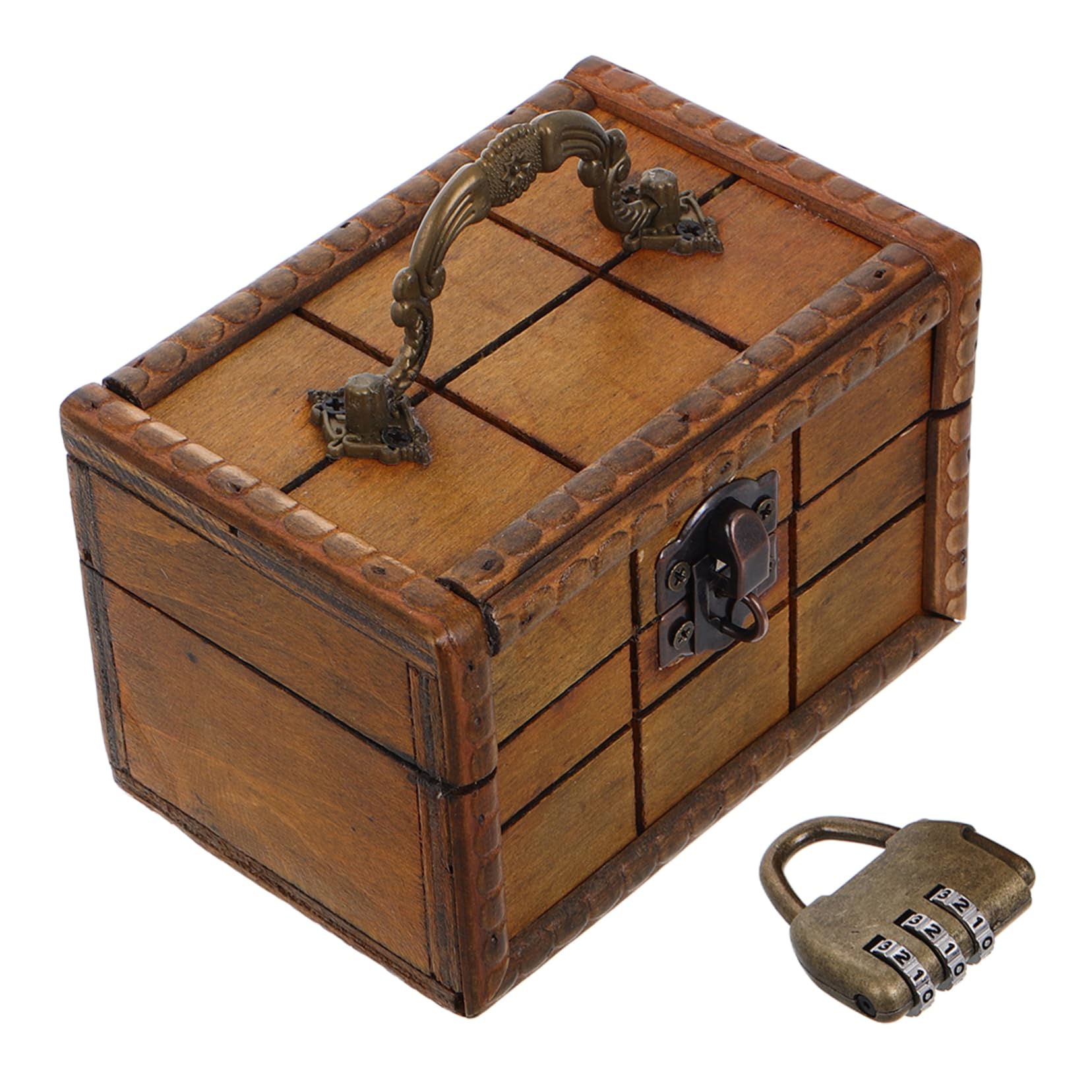 BESTYASH Vintage Decorative Wooden Storage Box with Lock Antique Jewelry Organizer for Home Decor Solid Wood Treasure Chest Large Capacity Keepsake Box with Elegant Finish