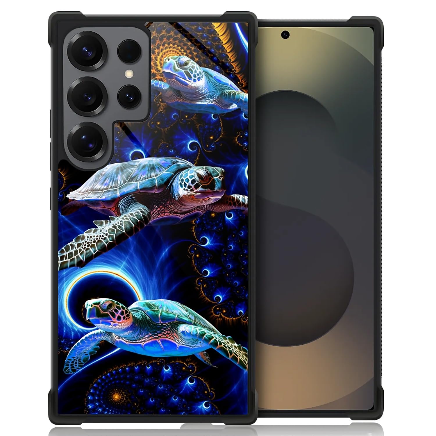 Zeggi Case for Samsung Galaxy S24 Ultra,Mandala Sea Turtle Four Corner Airbag Protection Design Soft Silicone Frame Personalized Pattern Case