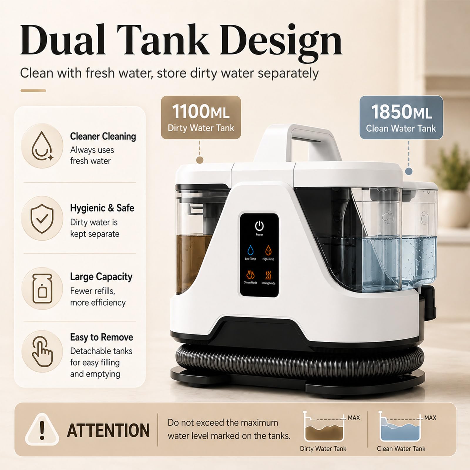 MIAOXIAOLONG Máquina Limpiadora de Alfombras y Tapicerías - Champú de 1700W para Limpieza de Sofás, Sofás, Asientos de Auto, Telas, Colchones, Extractor de Manchas para Muebles