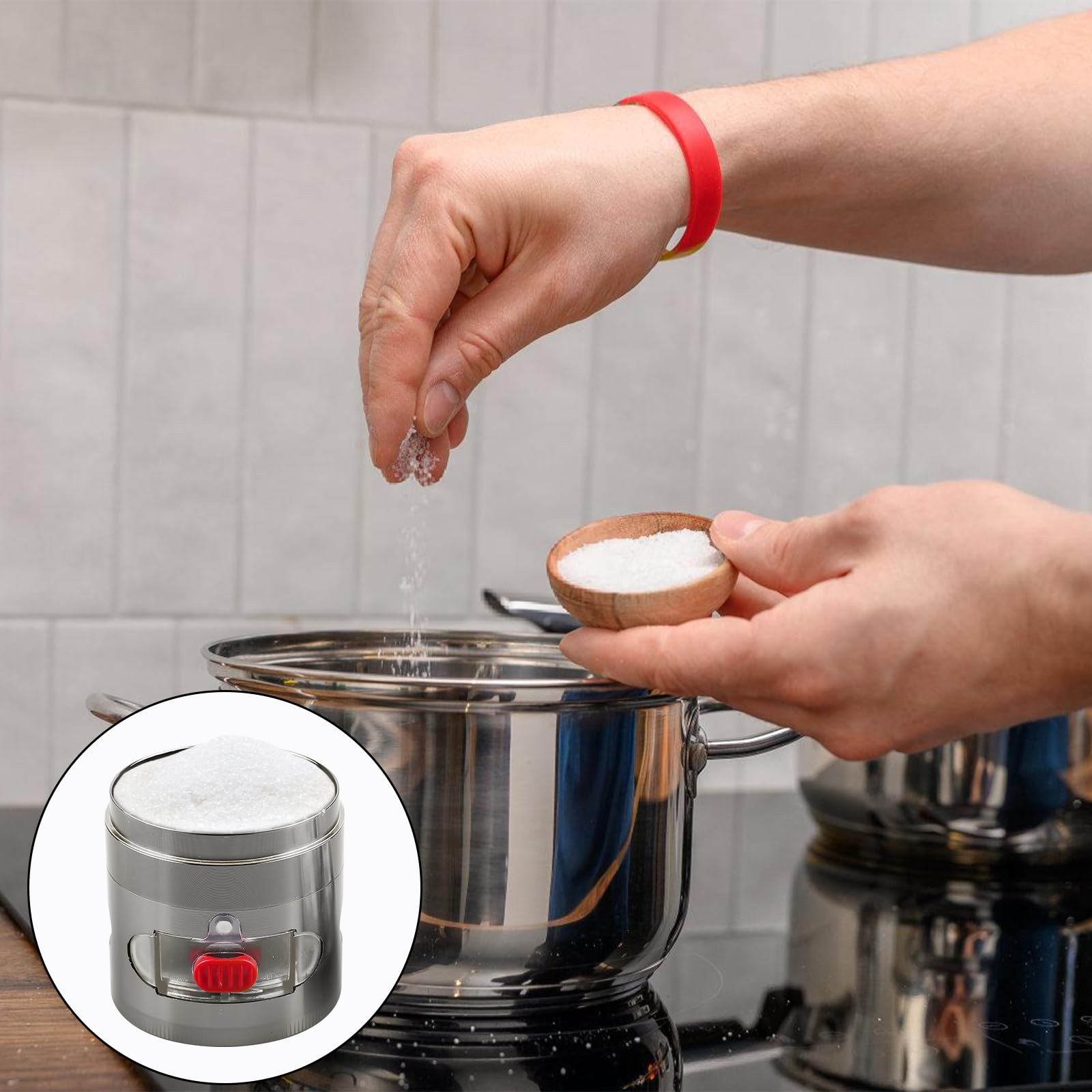 Grinder - Molinillo de especias con manivela, 4 piezas, 63 mm de diámetro, con cajón, aleación de zinc, raspador de polen y tapa magnética para especias, hierbas, hierbas (níquel negro)