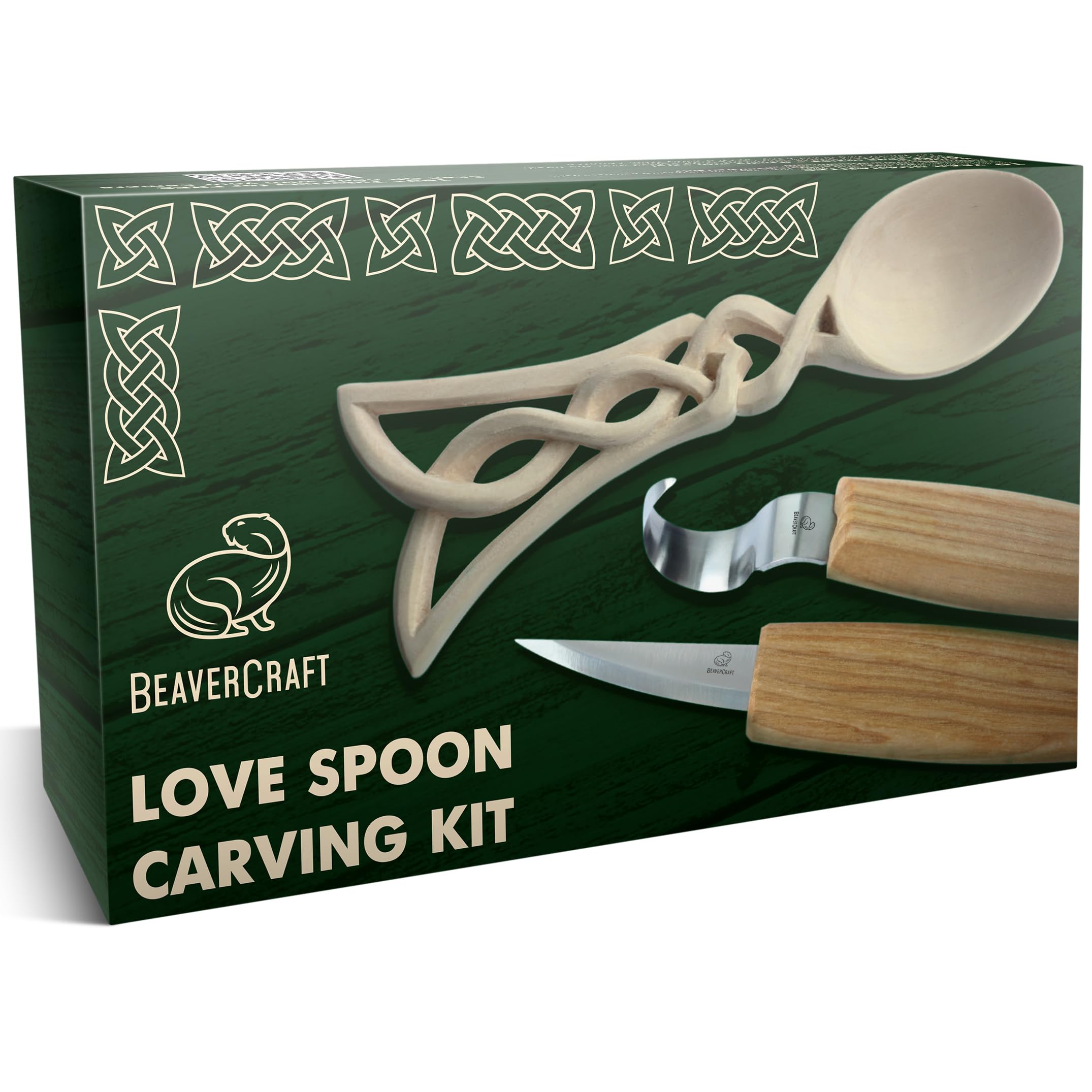 BeaverCraft Beginner Wood Carving Kit DIY04 Love Spoon Carving Kit - Wood Carving Hobby Kit for Adults and Youth - Wood Carving Hook Knife - Woodworking Tools - Spoon Carving Tools