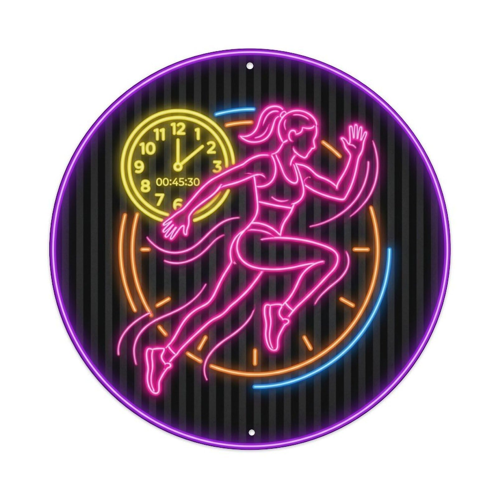 Vintage Faux Neon Gym Retro Bodybuilding EMOM Metal Tin Sign