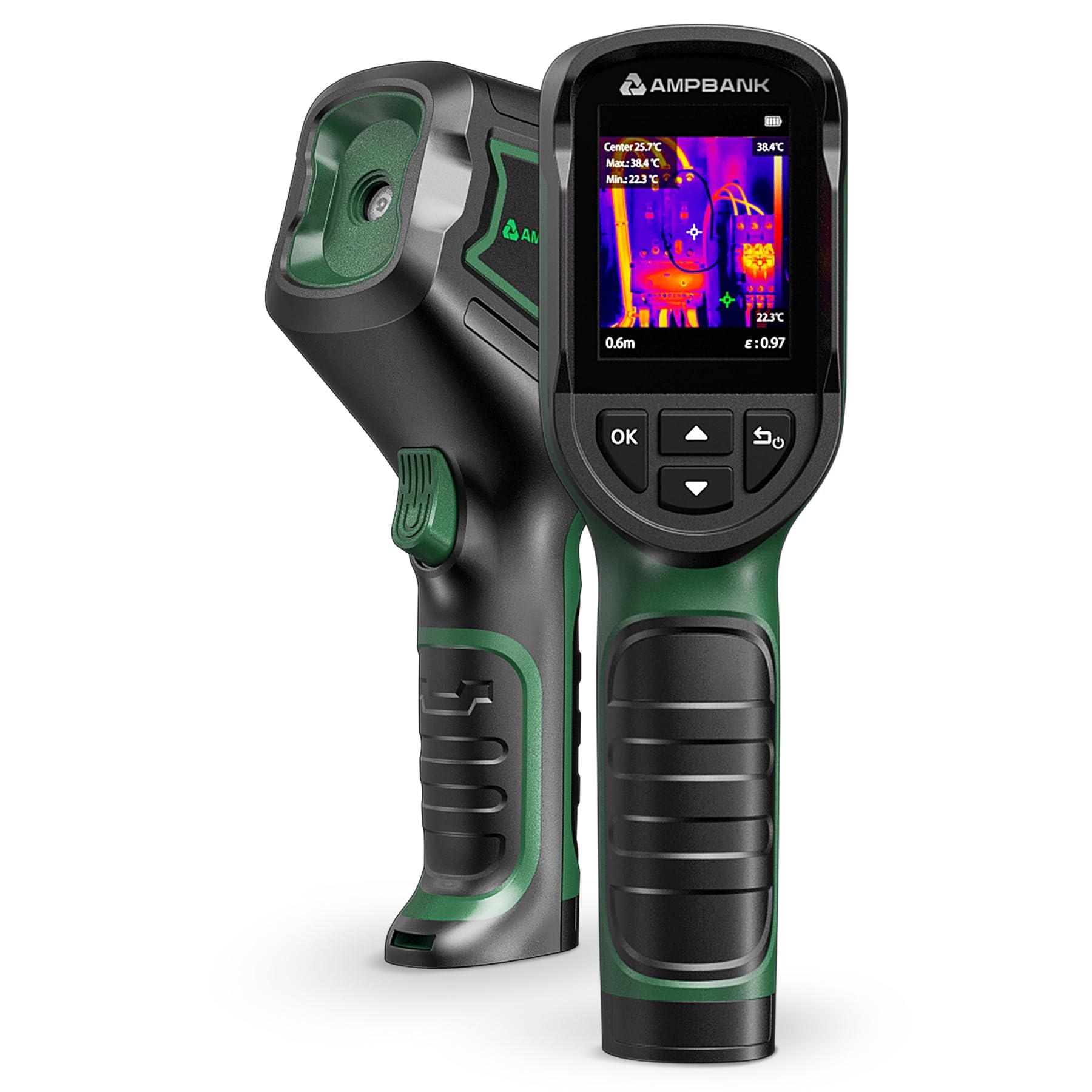 AMPBANK Camera Thermique Infrarouge 240x240 IR-Auflösung,24 Heures d'Autonomie Camera Infrarouge,25Hz Taux de Rafraîchissement,-20°C à 450°C, H128 Caméra Thermique Compacte avec Alarme de Température