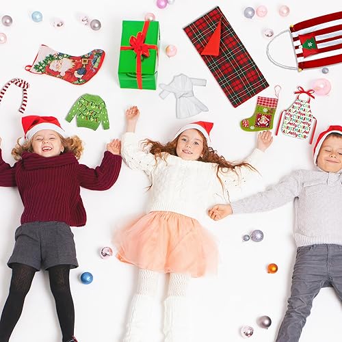 Miniatura 5 de Hicarer Juego de 9 accesorios de muñeca de Navidad con soporte de dona, saco de dormir, suéter, albornoz, delantal, sombrero de chef, bufanda,