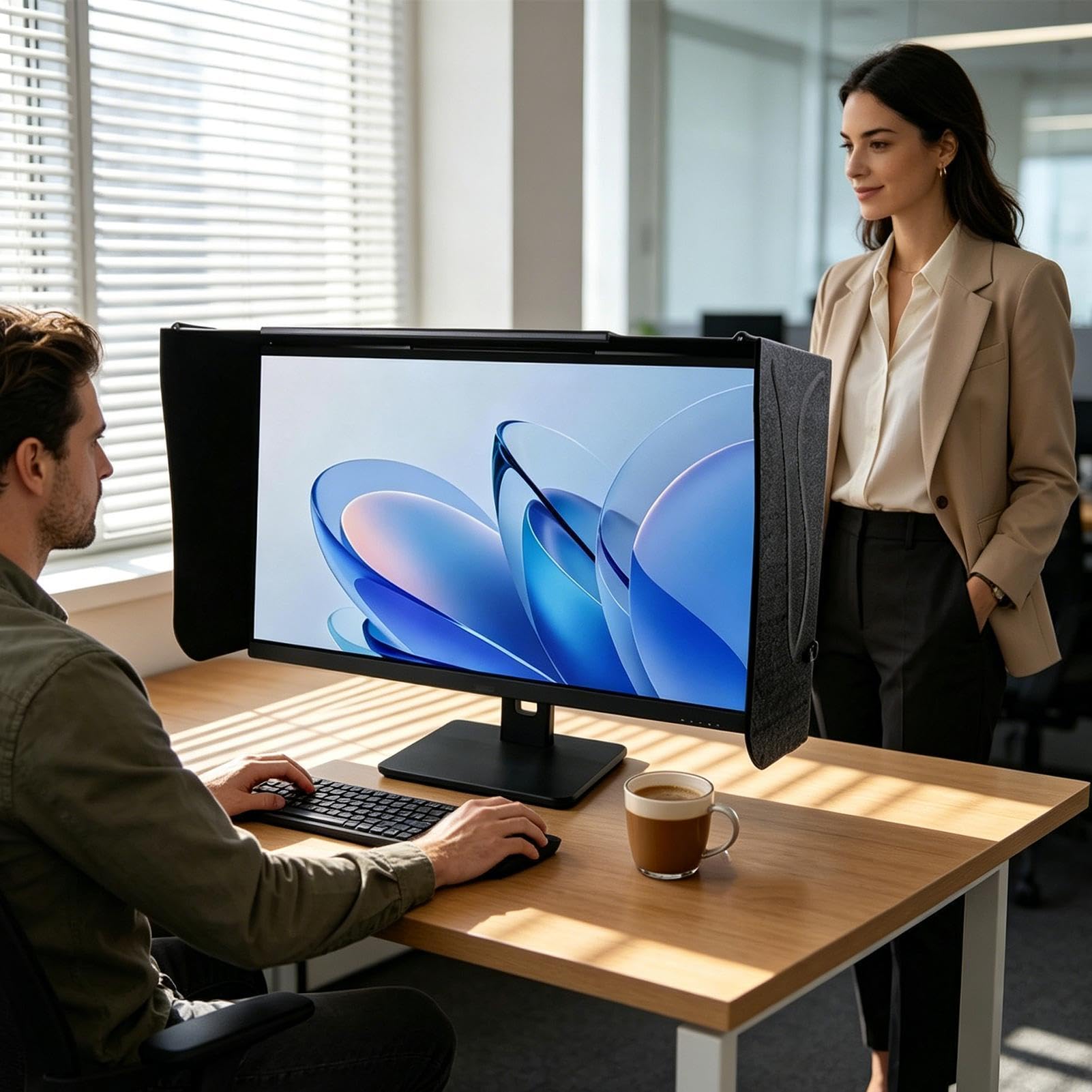 Parasole per monitor, parasole per monitor con blocco della luce, per PC, per uomini, donne, adulti, adolescenti, interni, casa, ufficio, lavoro, streaming