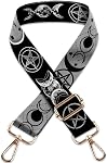 Black Crossbody Strap Purse, Sac de remplacement ceinture pour Purse Handbag Guitar Camera, Cool réglable Toile large bandoulière pour les femmes hommes filles, avec Crochets dorés(Moon & Étoile), Lune
