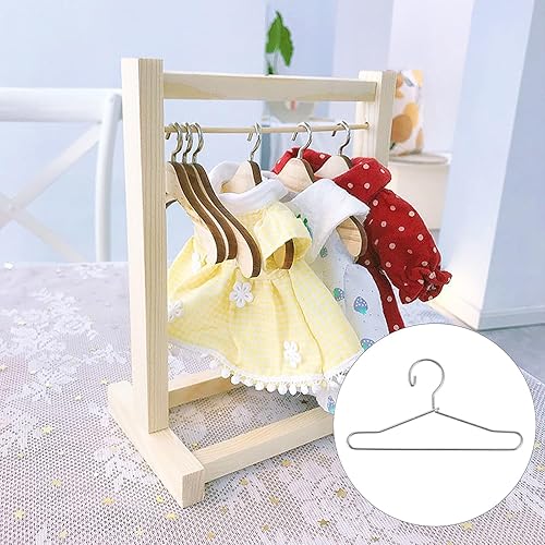 Miniatura 6 de 20 piezas de ropa para muñecas, colgador de metal para muñecas, ropa de muñeca, accesorios para ropa de muñeca, vestido de 2.559 in, color plateado