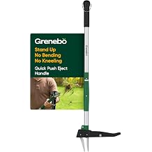 Grenebo Stand Up Weed Puller Tool, Claw Garden Weed Removal Tool with Eject Mechanism, Heavy-Duty Manual Weeder, Root Weed Remover Tool for Dandelion, Crabgrass & Weeds, Without Bending, or Kneeling