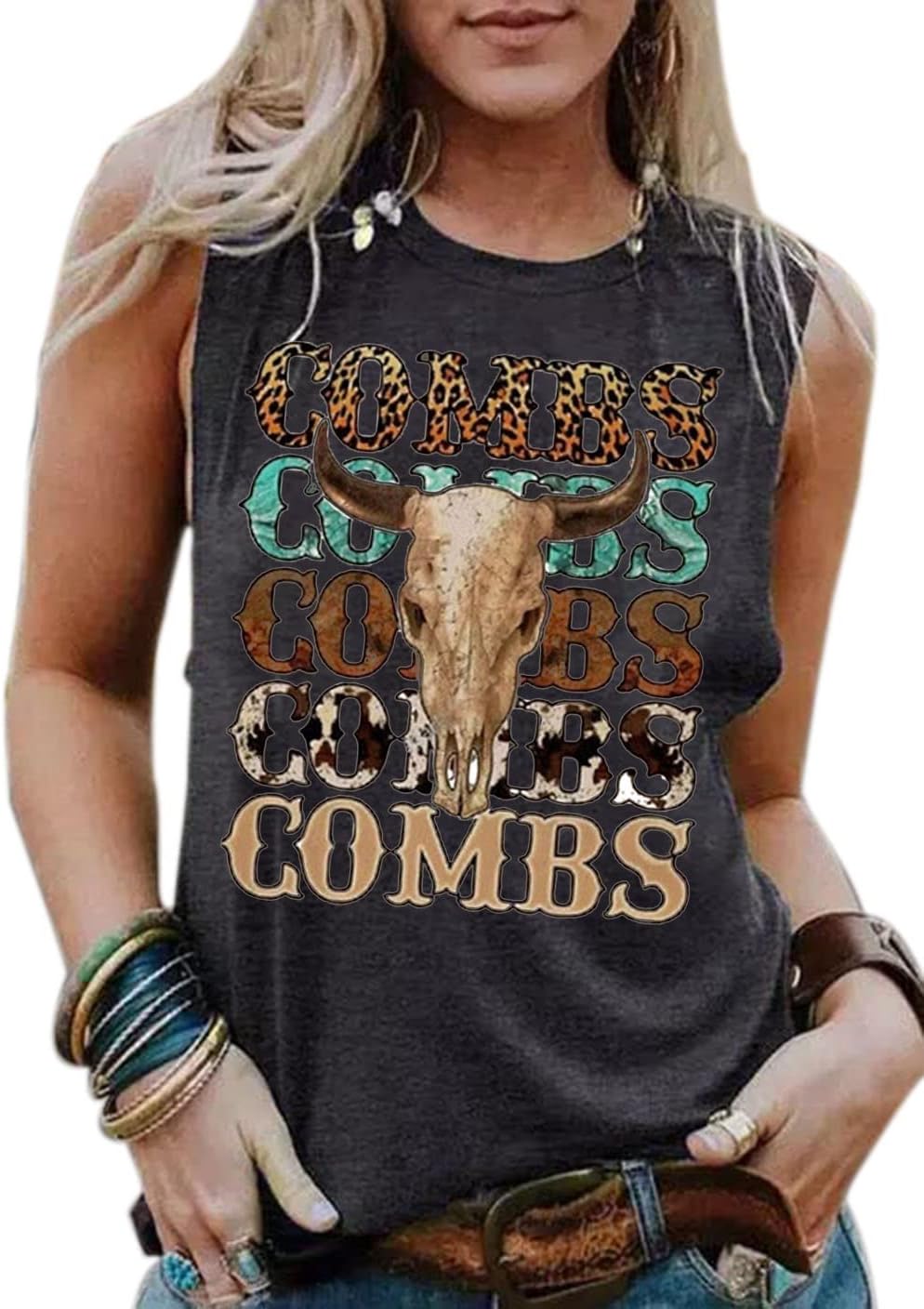 VKEGNIO Long Live Cowboys Tank Shirt Women Casual Sleeveless Vintage Country Music Shirt Funny Letter Print Graphic Tank Vest