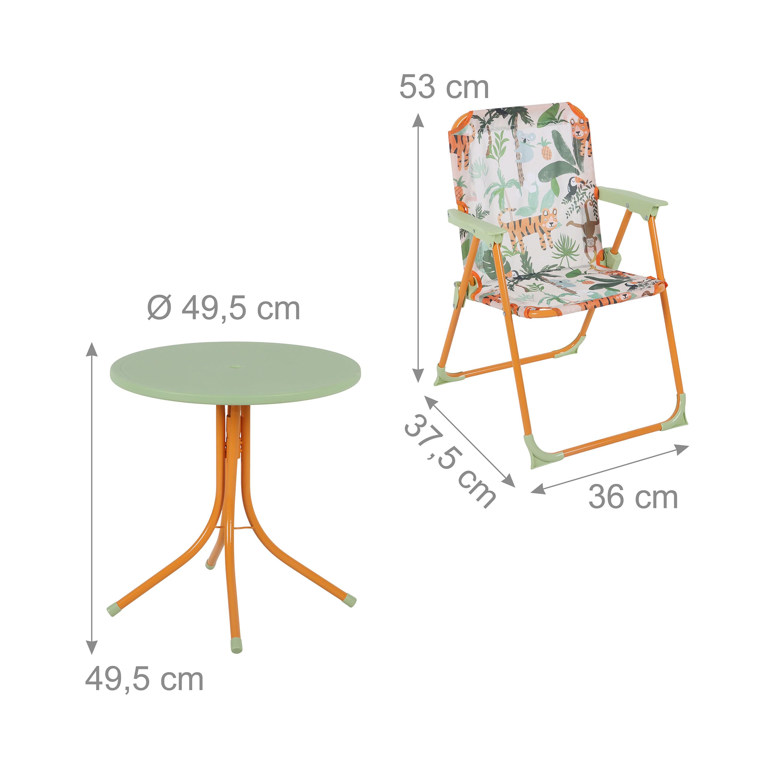 Relaxdays Tavolo Bambini con Ombrellone, Set 2 Sedie, da Campeggio e Giardino, Tavolino Picnic