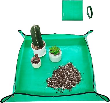FANTIAN Potting Mat for Indoor Plant Transplanting, 29.5" X29.5" Waterproof Repotting Mat, Foldable Soil Change Mat Gardening Planting Mat - Gifts for Plant Lovers