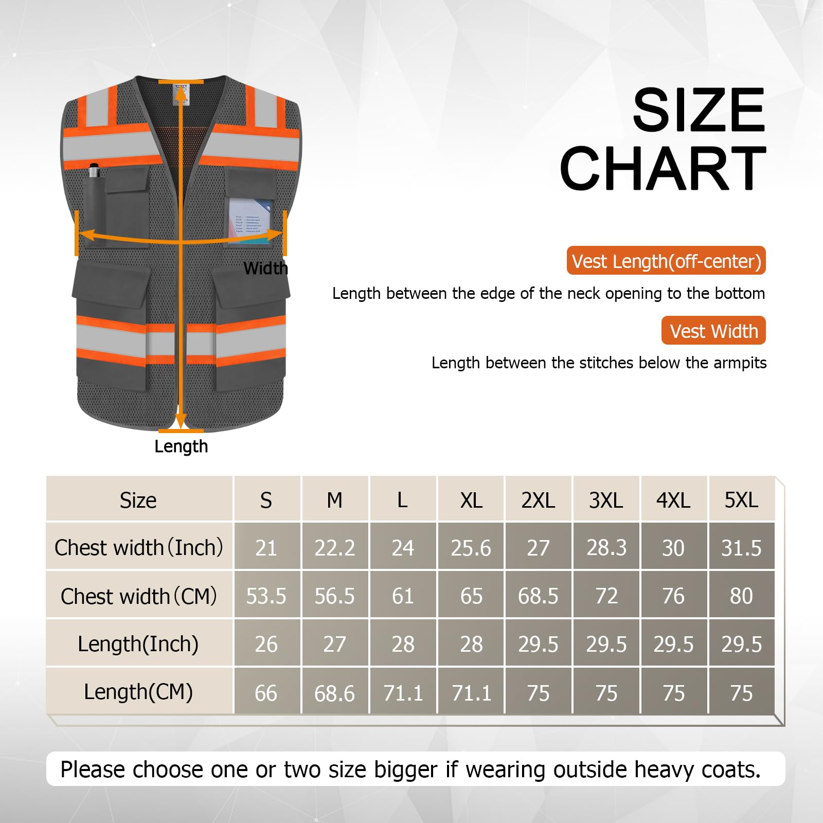 TCCFCCT Reflective Safety Vest 5 Pockets Mesh High