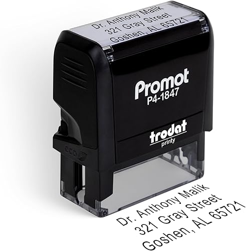 Promot Sello autoentintado – Sello de texto personalizado para uso de dirección, oficina o negocio, mediano