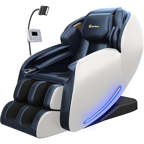 Real Relax Massage Chair Full Body with Unique Phone Controller,Heart and Blood Measurement, Zero Gravity 3D SL-Track Recliner with APP Control, Child Lock,Pause Button, Back Pad, Favor-06, Blue