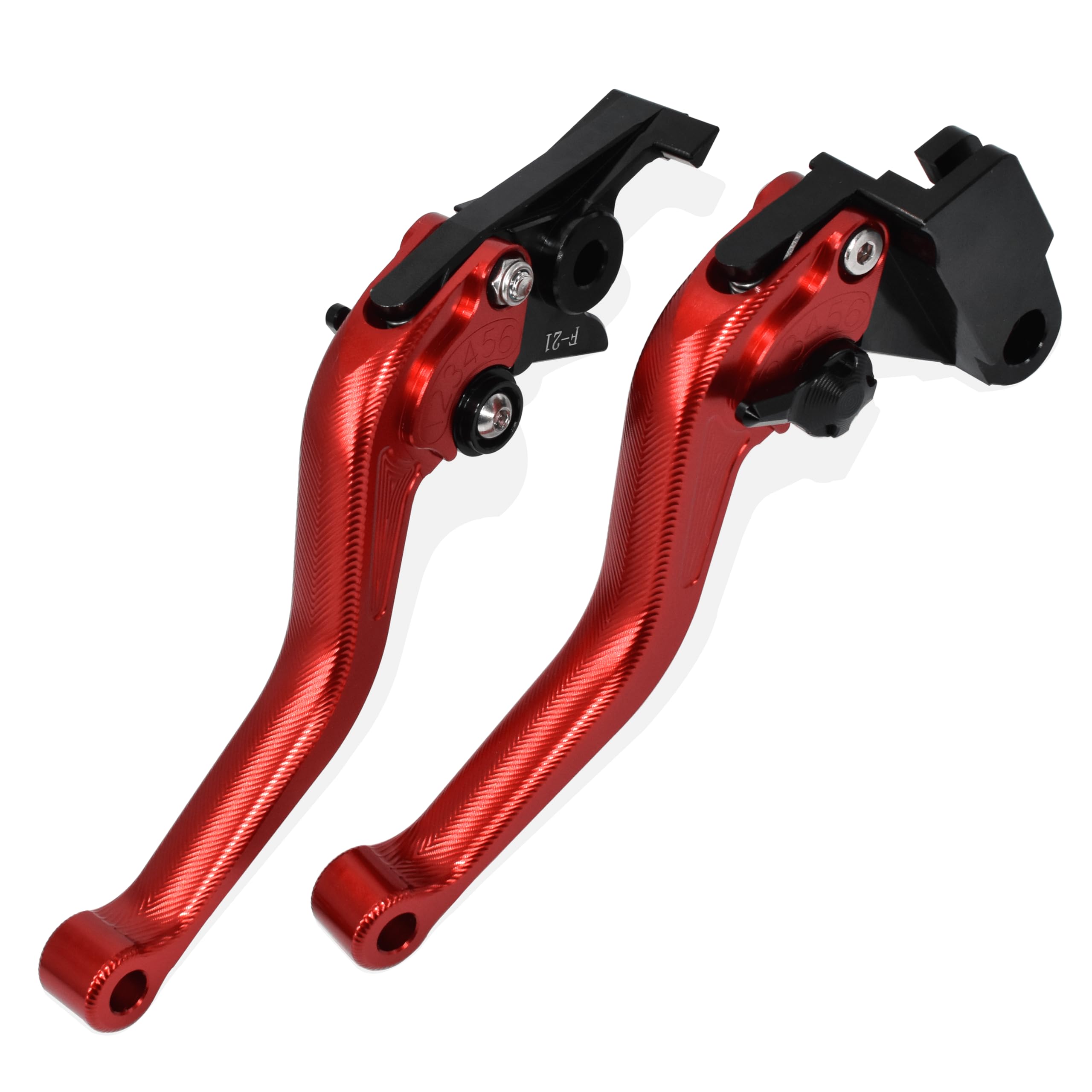 3D Fischgrätenmuster Kurzer Bremshebel Kupplungshebel für Suzuki GSX-S 125 150 2020-2024, CNC-Aluminiumlegierung hergestellt (Red)