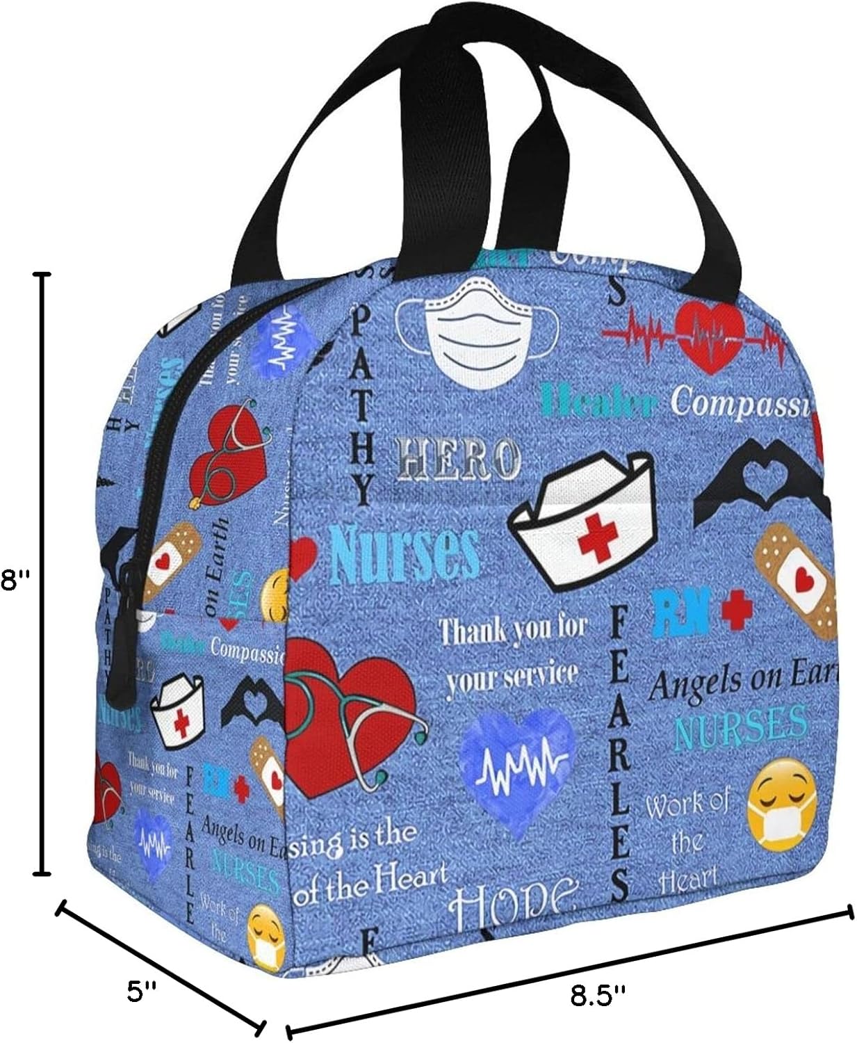 Nurse Theme Lunch Bag for Women Insulated Tote Bag Reusable Cooler Lunch Box for Work Picnic Travel, One Size - Image 8