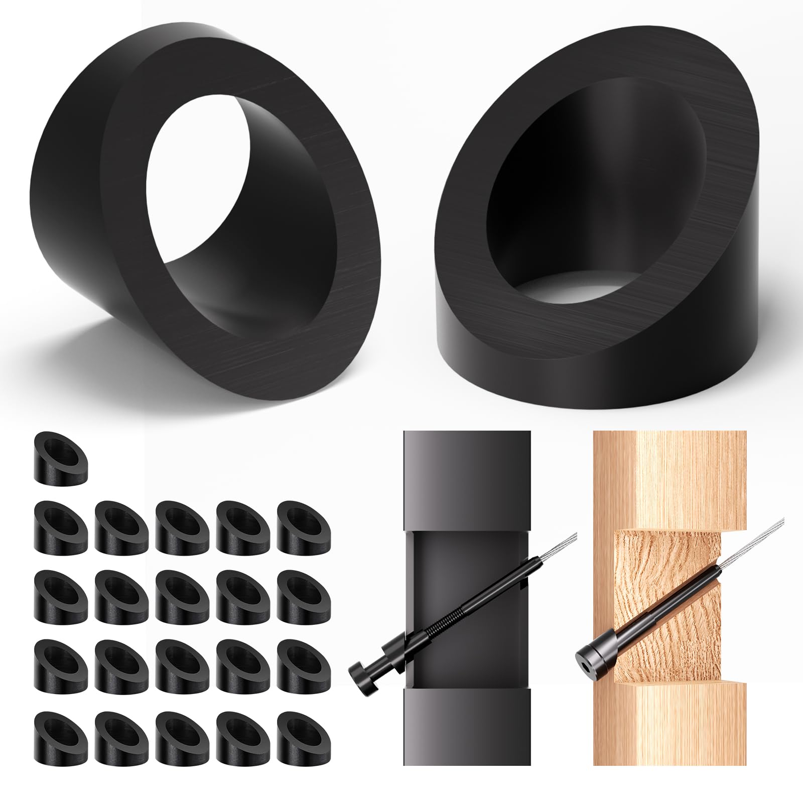 Cable Railing Washers Snapklik.com : Gyykzz 21PCS Black PVD Technology 33 Beveled Angle ...