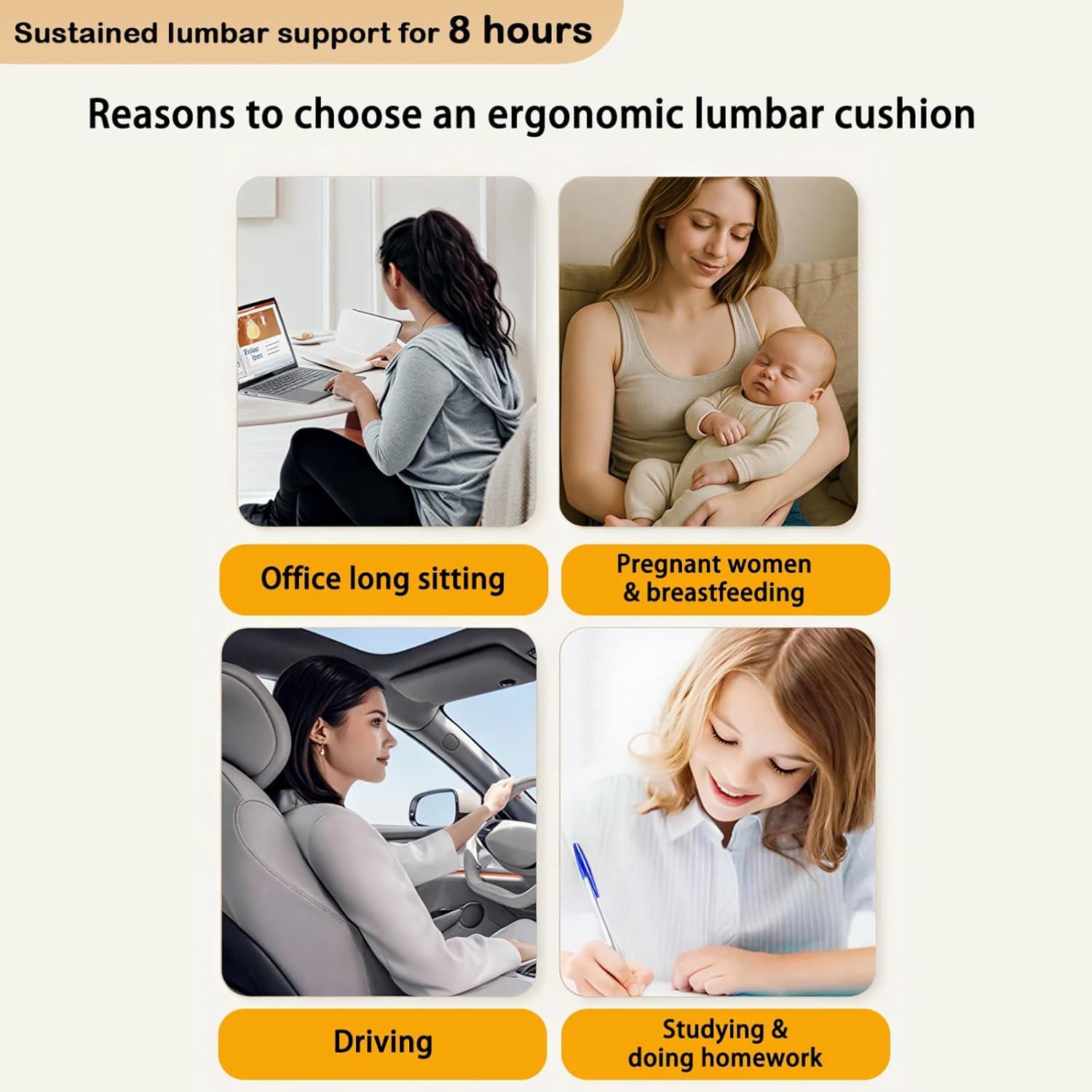 Seat Cushion with Lumbar Support Pillow, Advanced Ergonomic Chair Cushion Office Chair Cushions Lumbar Support for Seat Pillow for Working, Long Sitting, Nursing, Office School Gaming Floor (Grey)
