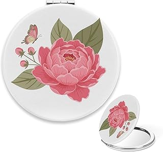 Small Compact Mirror for Purse, Pastel Pink P...