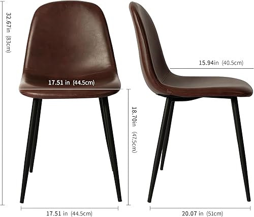 Miniatura 6 de CangLong - Silla de respaldo y asiento acojinado para silla, comedor. Marrón oscuro,Negro -,Mesa gris claro + 4 sillas marrón oscuro