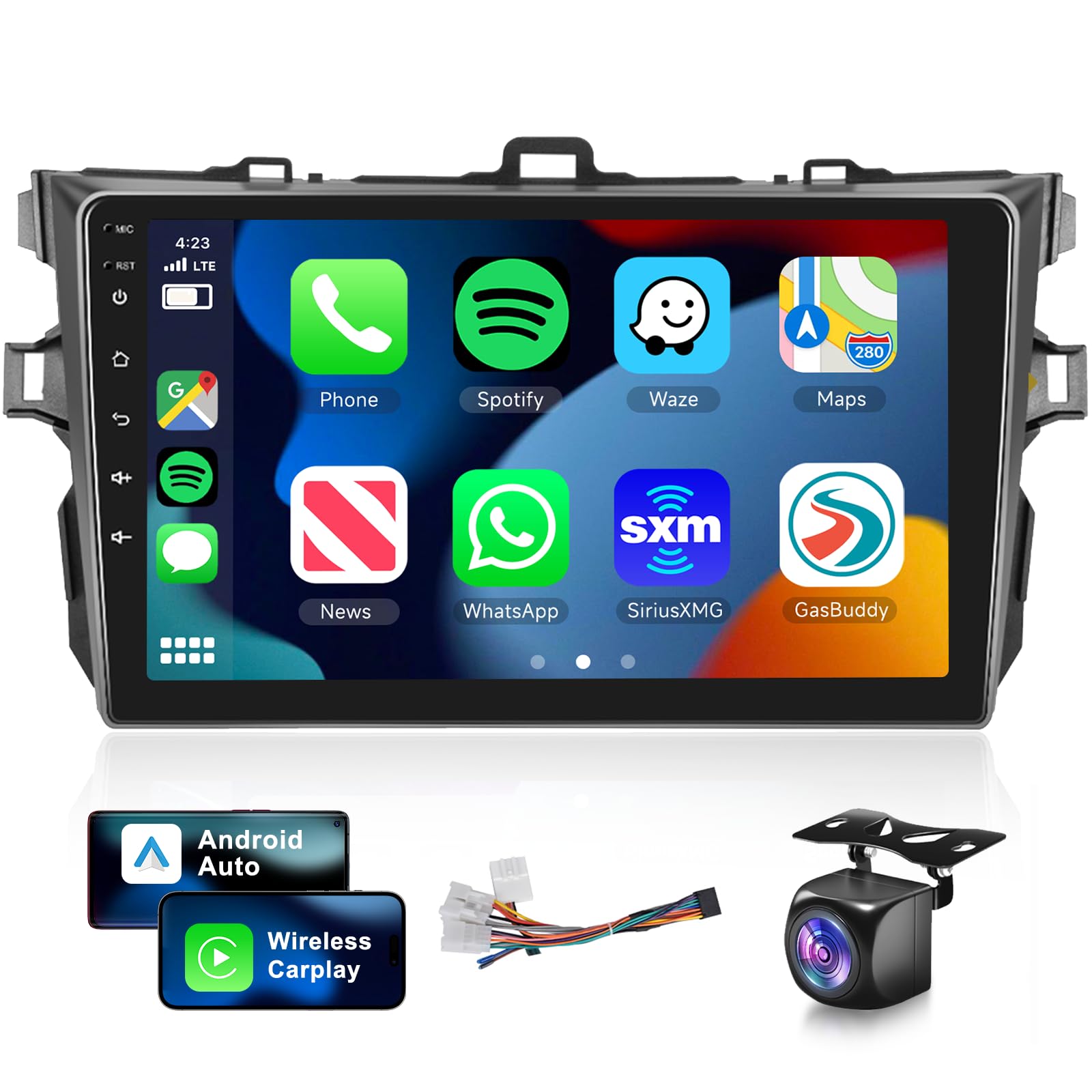 [8 CORE 2G+64G] for Toyota Corolla 2009-2013 Car Radio with Wireless Carplay/Android Auto, 9 Inch Android 13 IPS Touch Screen Car Stereo, Bluetooth, GPS, WiFi, SWC, DSP + Backup Camera-image-43