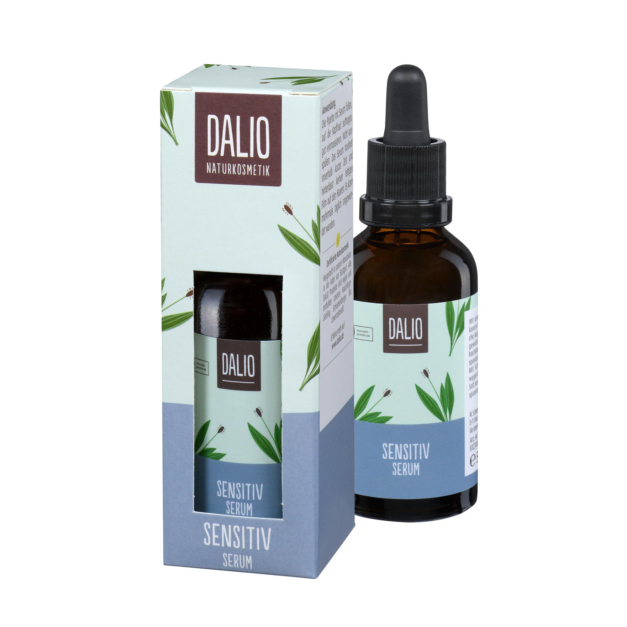 DALIO Sensitiv Serum – beruhigt empfindliche Kopfhaut, spendet effektiv Feuchtigkeit, mit Bio Spitzwegerich, Bio Aloe Vera und hochwirksamem Hyaluron, zertifizierte vegane Naturkosmetik, 50 ml