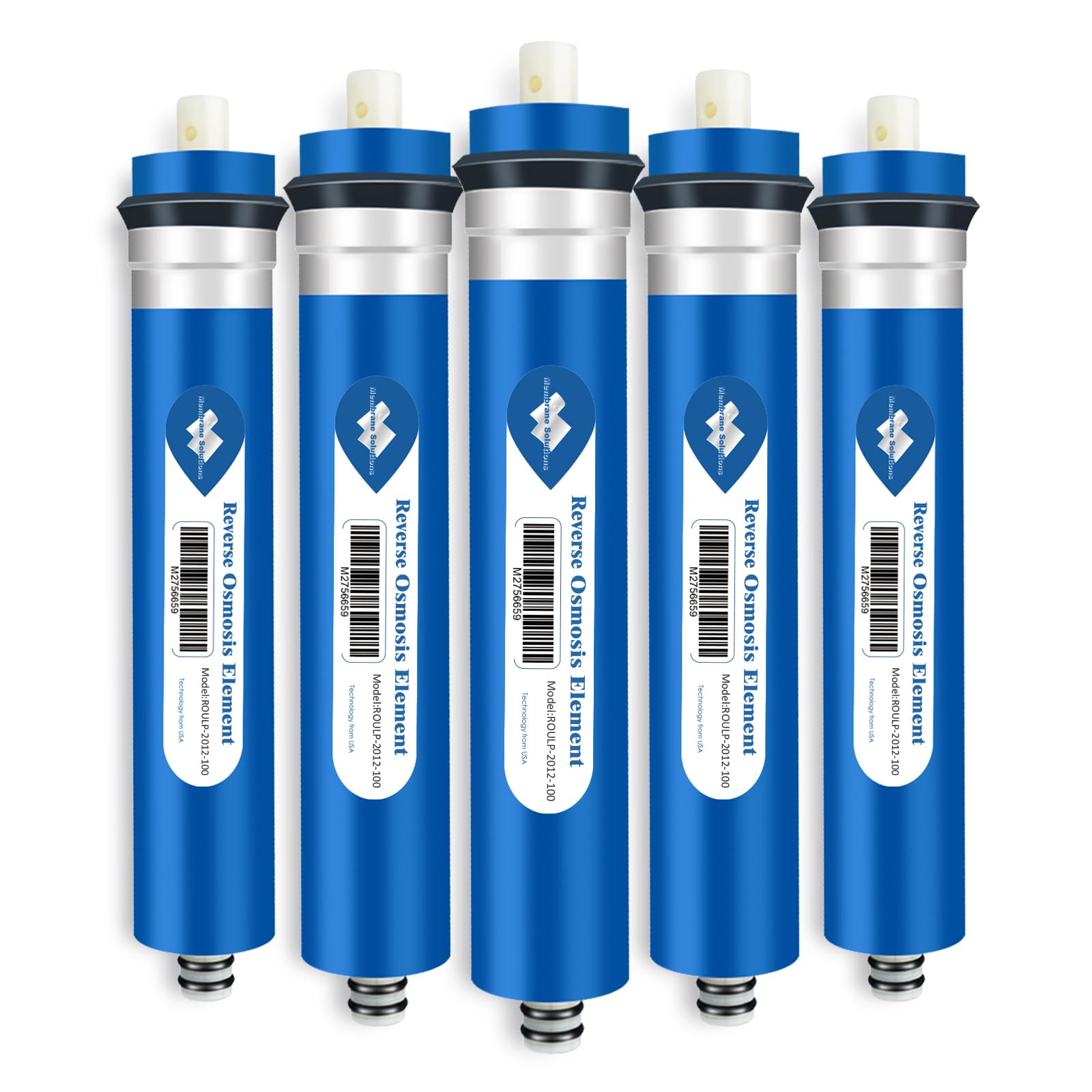 Membrane Solutions NSF/ANSI 58 Certified 100 GPD 11.75x1.75 Reverse Osmosis Membrane 5-Pack for Home RO Water Systems Maple Syrup DIY Aquariums