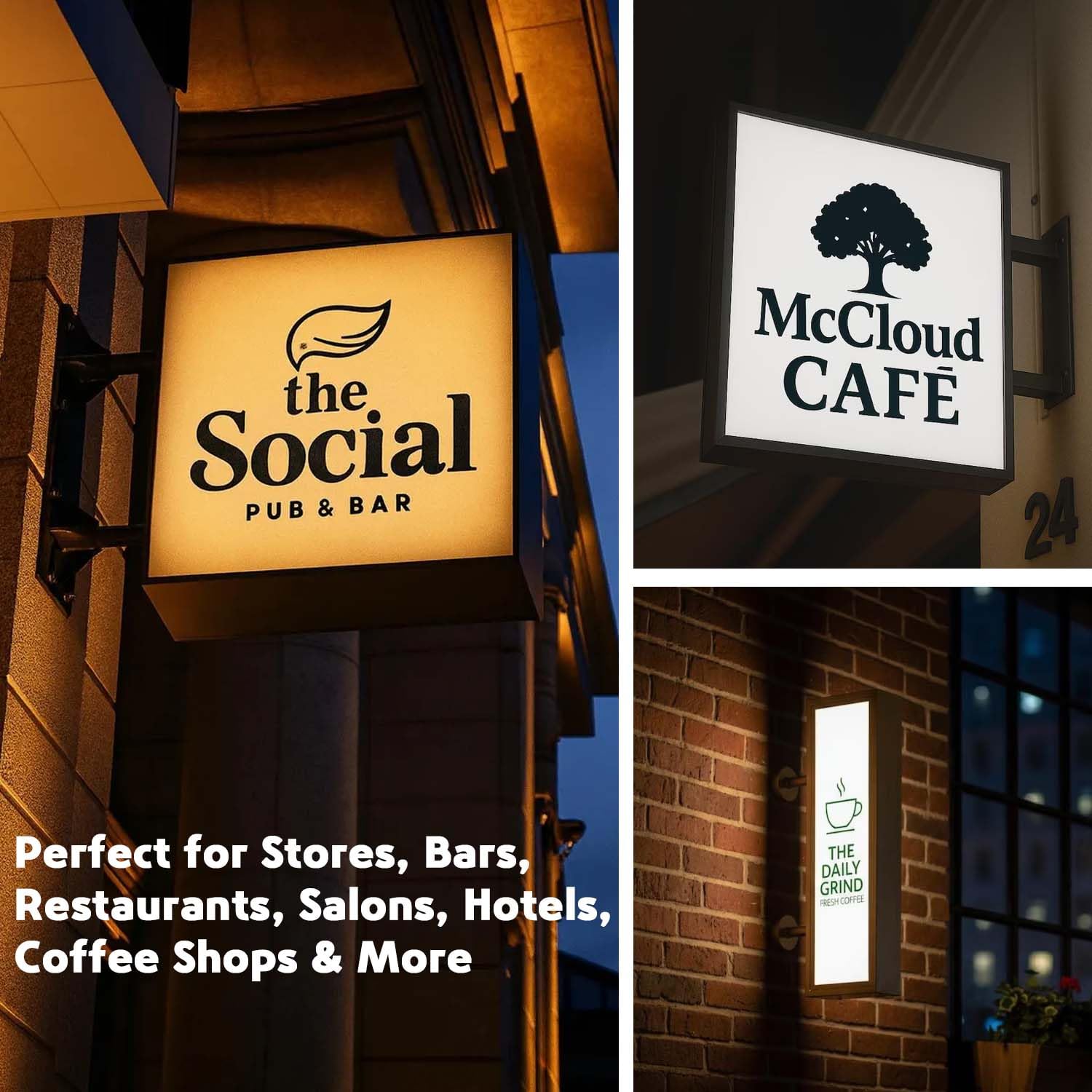 Insegna Luminosa Personalizzata Quadrata con Logo, Light Box LED Personalizzato per Negozio, Bar, Ristorante, Ufficio, Vetrina e Attività Commerciali