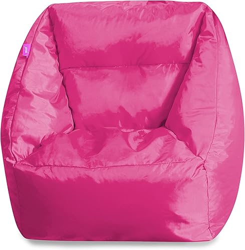 Posh Creations Asiento cómodo estructurado para salas de juegos y dormitorios, puf grande, silla Coronado, rosa