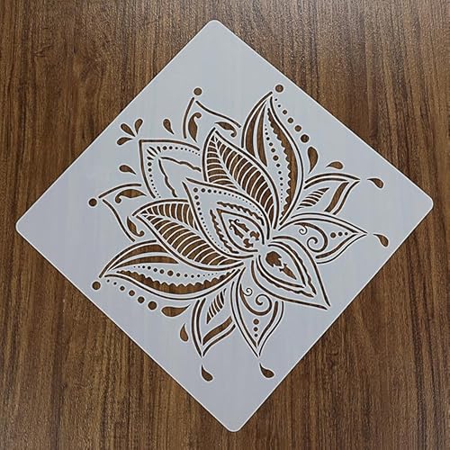 Pacote com 9, estêncil grande, 30,5 x 30,5 cm, estêncil mandala reutilizável, modelo de pintura com