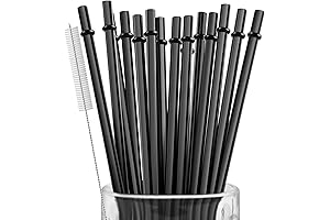 15-Piece Black Reusable Straws for Mason Jars and Tumblers