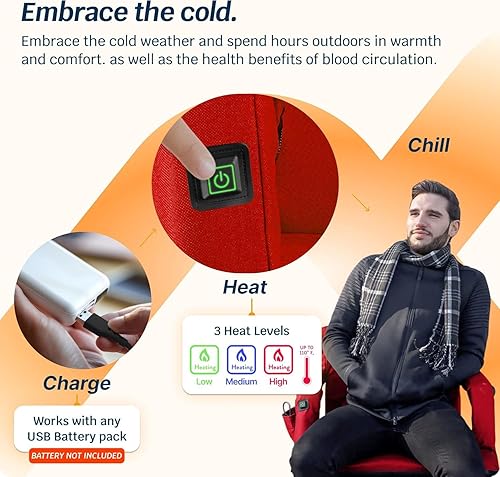 Miniatura 38 de Alpcour Asiento de estadio reclinable con calefacción para gradas, silla ancha con respaldo y cojín, reposabrazos, bolsillos laterales y gancho