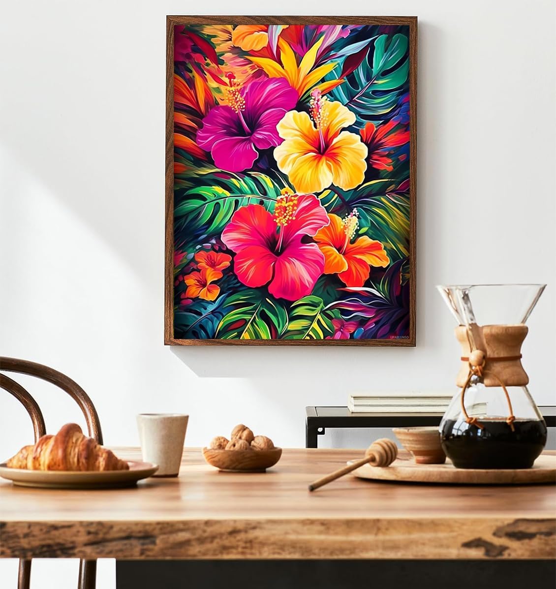 UPABLUNSO Hibiscus Tropical Flowers Diamond Art for Adults, Plants 5D Round Rhinestones Diamond Painting for Adult Embroidery Art Kit, for Home Wall Decor Bedroom Decor or Birthday Gifts 12x16 inch