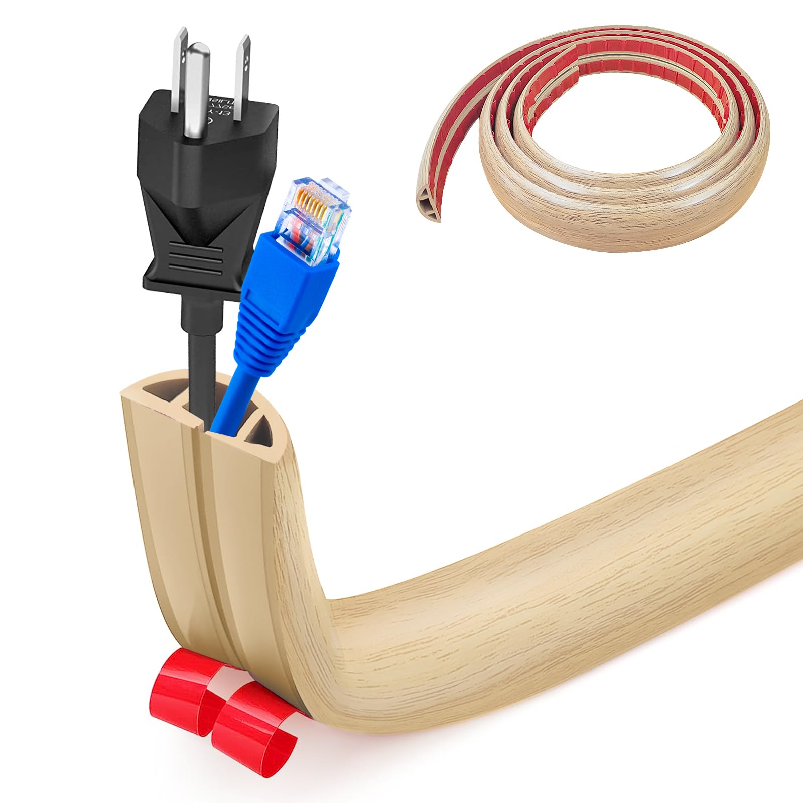 Pasacables Suelo, Canaleta Cables Suelo, 3.0M x2cm Protector de Cables para Suelo, Cubiertas de Suelo para Cables Autoadhesiva Montaje para Todos los Hogar, Oficina, Escuela,Almacén(Blanco-Redondeado) — view 43