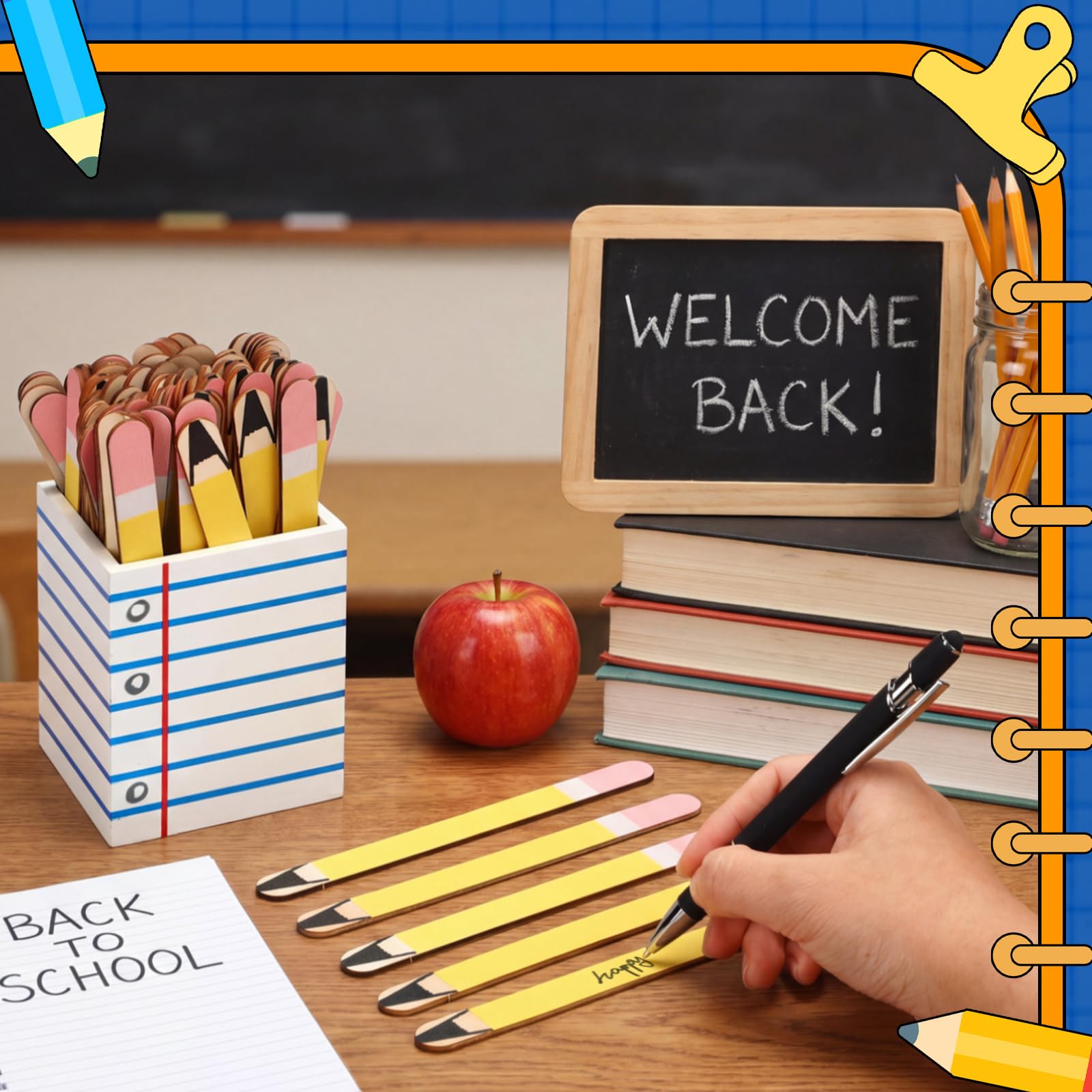 Gueevin Lot de 121 bâtons de nom à rabat avec porte-nom pour ordinateur portable, tasse de rangement pour salle de classe, outils de regroupement pour enseignants, étudiants, outils de regroupement