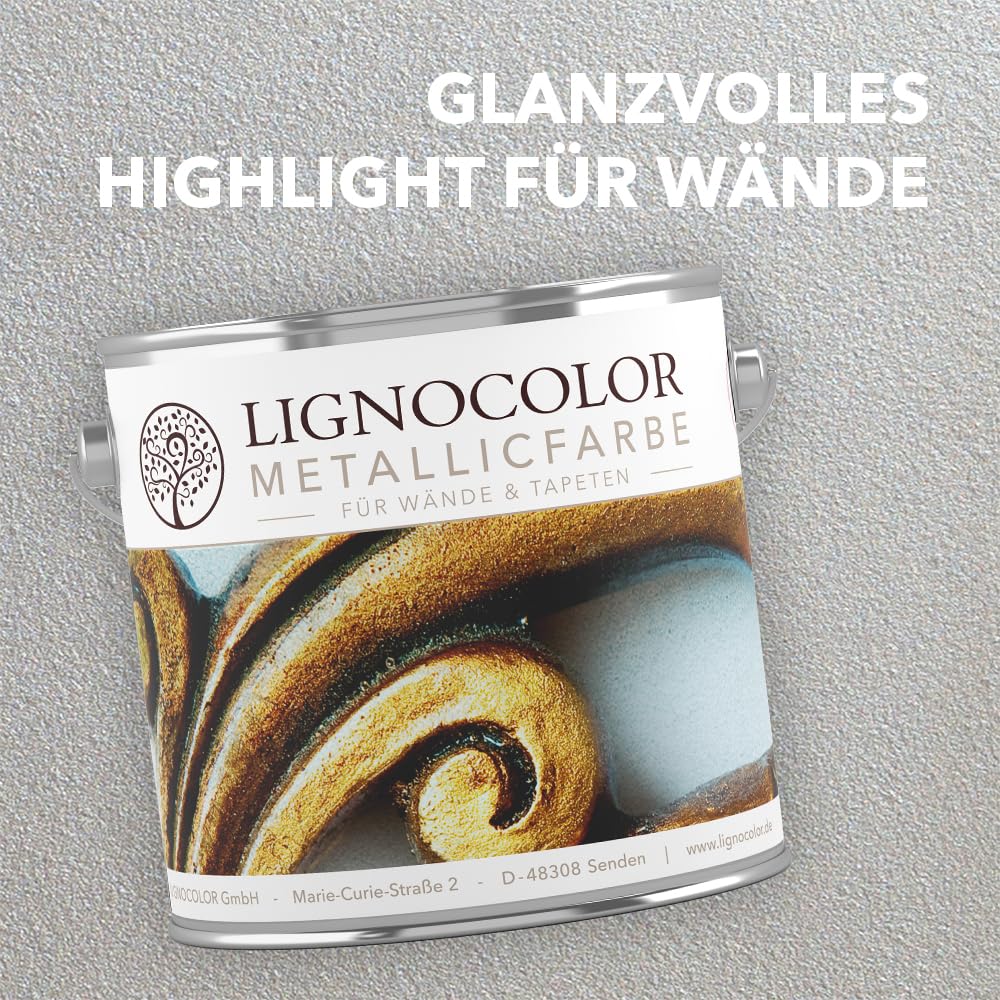 Lignocolor Metallic Wandfarbe| effektvoll glänzende Metallicfarbe für Wände, Tapeten uvm. | viele Farbtöne verfügbar (Luxe Rose Gold, 2,5 L)