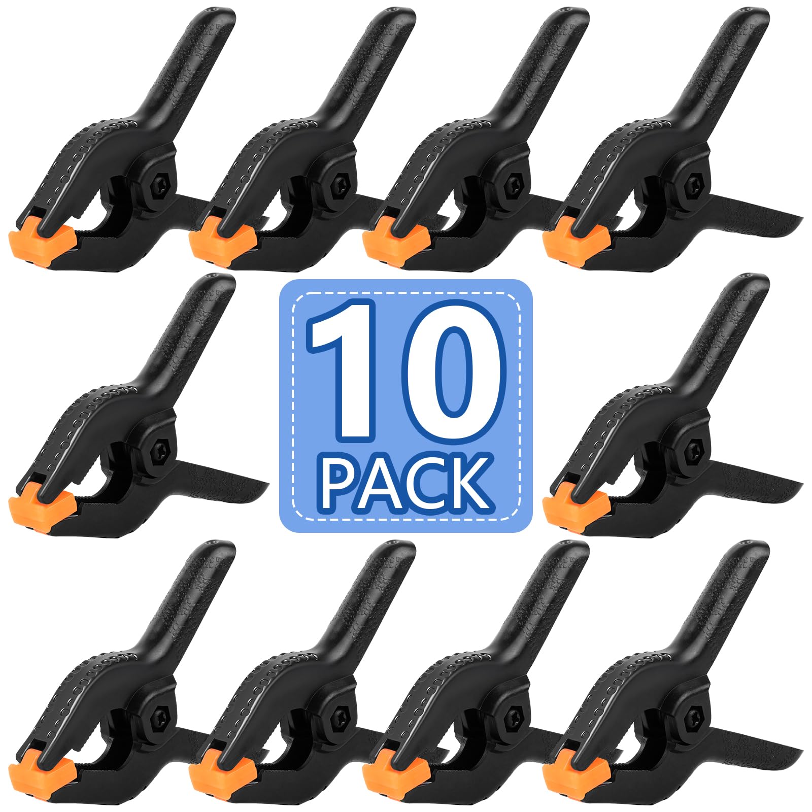 Photo 1 of 10 Pack 6 inch Plastic Spring Clamps, Black Heavy Duty Clips, Backdrop Clips, Plastic Clamps for Crafts, Backdrop Stand, Woodworking, Photography
