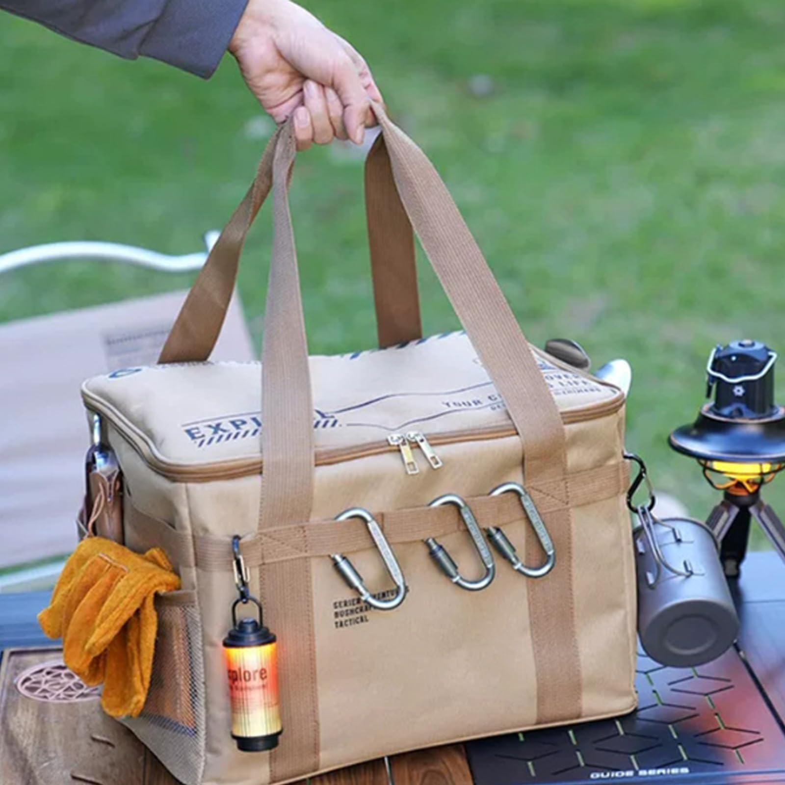 Organizador de camping plegable impermeable de 30 L/42 l, capacidad multicompartimento, accesorios de cocina para exteriores, ideal para camping